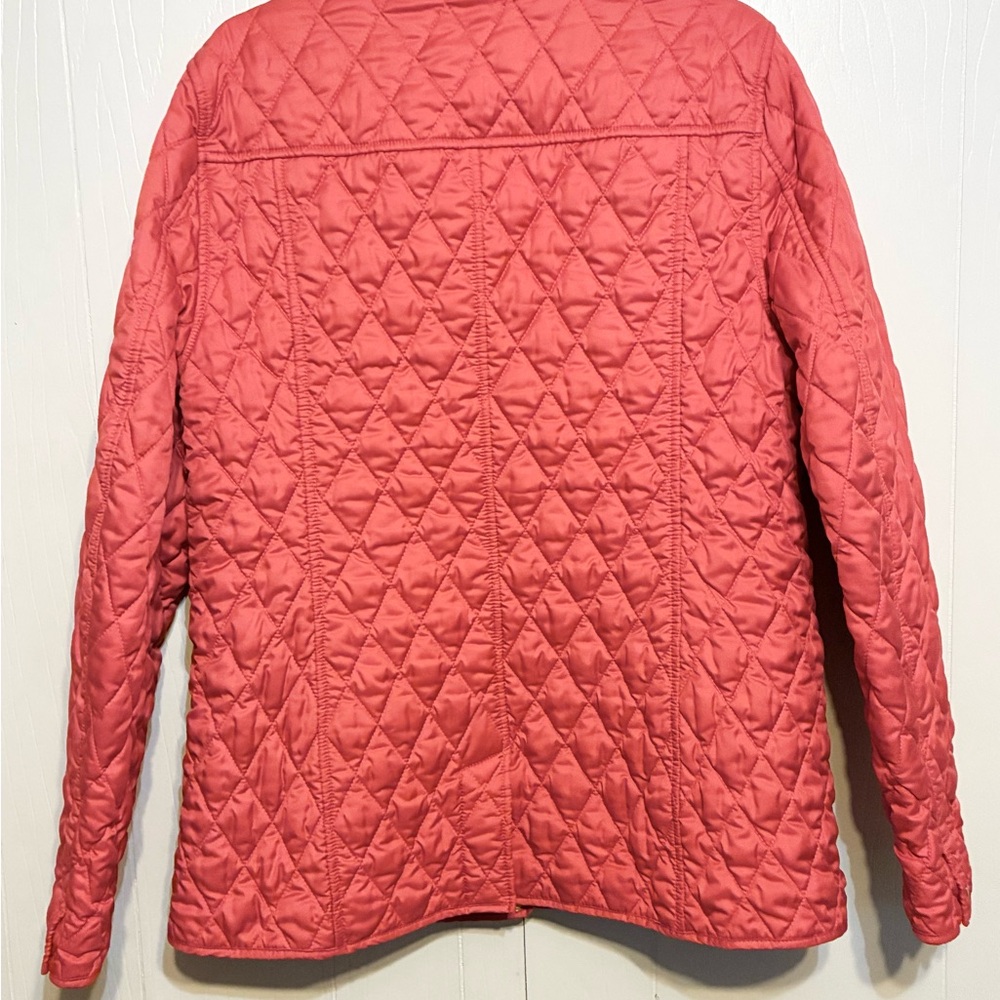 LL Bean Diamond Quilted Plaid Lining coral Women’s Riding Jacket Small 268156 - Picture 2 of 12